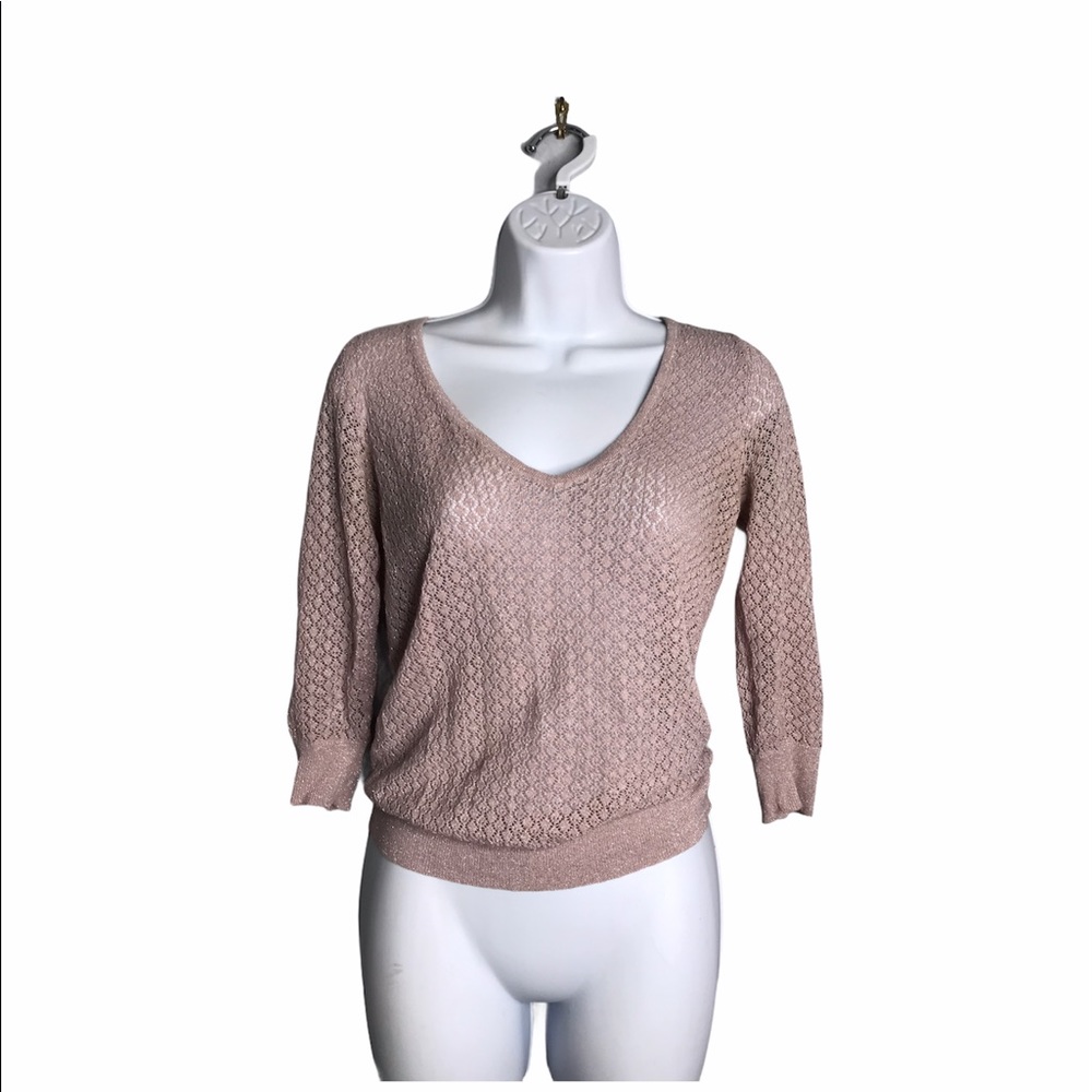 The Limited | Pink Metallic Crochet Top